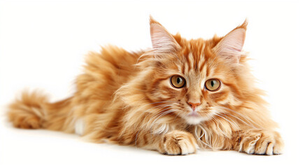British cat isolated on white,  Maine Coon cat,  pets, lovely cat, clean white background, mockup use, professional photography 