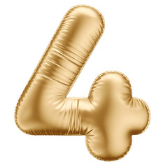 Golden 3D Balloon Number 4 with Transparent Background