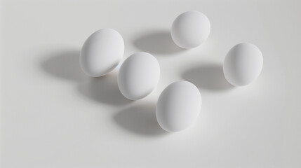 Eggs on white background symbolize minimalism, conciseness