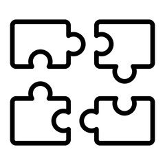 Puzzle pieces Vector Line Icon Design