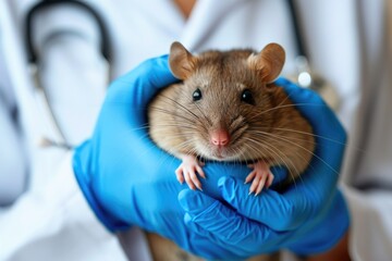 Precise Pet Care: Vet Handling Rat with Expertise