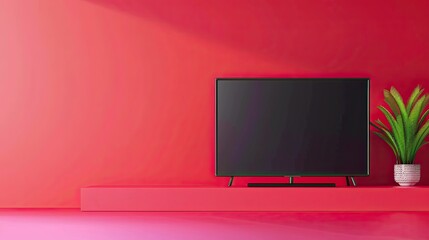 tv on the red wall  Generative AI