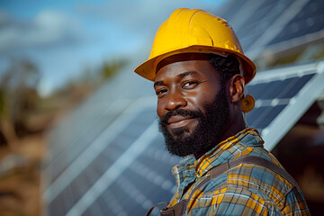 Electrician engineer at the installation of solar panels.Sustainability