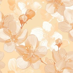 Delicate Floral Pattern on Soft Peach Background for Spring Design