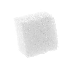 One refined sugar cube isolated on white