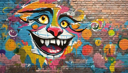  Face Graffiti on a Brick Wall. Graffiti. City Modern Pop Art
