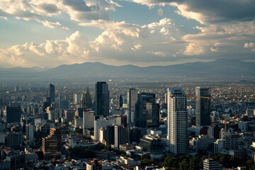 Obraz premium Scenery of skyline of Mexico City amidst a bustling day. AI generated