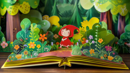 Pop-Up Fairy Tale Book Featuring Little Red Riding Hood