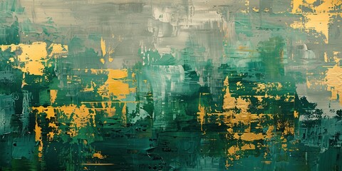 Abstract background of green, yellow and white brush strokes