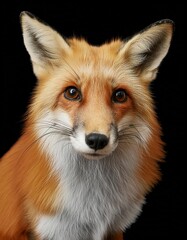 Fototapeta premium fox close up head on black background wihout shadow