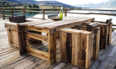 Outdoor chairs and table made from euro pallets