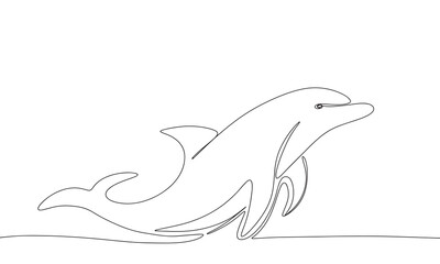 Fototapeta premium Dolphin one line continuous. Line art Dolphin . Hand drawn vector art.