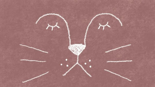 line drawing of cat with many facial expressions, hand drawn frame-by-frame rotoscope animation	
