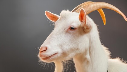 Fototapeta premium goat close up head on black background