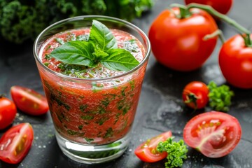 Spicy tomato kale gazpacho smoothie
