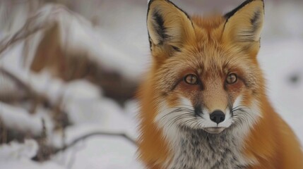 Fototapeta premium A Red Fox Amidst the Snow