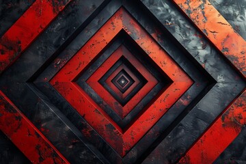 Geometric patterns and angles, meticulously crafted with a black and red theme, ideal for text placement.