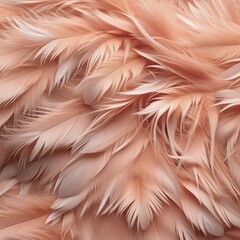 close up view of soft delicate overlapping feathers in peach fuzz color. concepts: elegance, softness, luxury, art and craft stores for promoting products related to feathers or similar textures