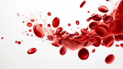 Blood cells wave on white background, leukocytes, erythrocytes, bloodstream. High quality photo.