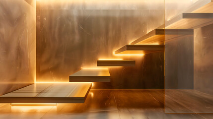 Diseño moderno y lujoso de una escalera de madera y cristal