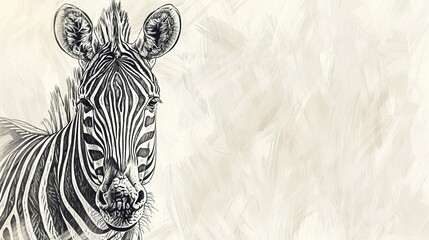 Naklejka premium A black-and-white zebra head against a white background