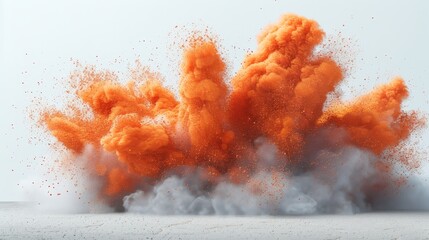   A large number of orange and white plumes rising from a fire hydrant during the daytime