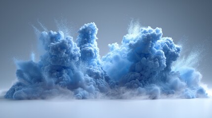   A vast plume of blue smoke rises from the ground