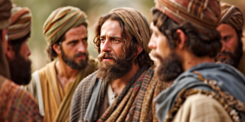 Fototapeta premium Jesus Christ and people