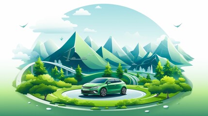 Eco-driving habits illustrated through a serene scene, promoting efficient driving techniques for fuel conservation