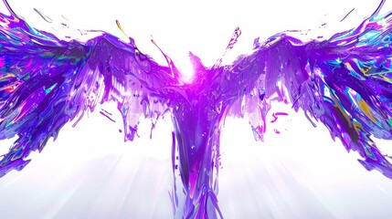   A large purple bird flies through a purple-hued sky, its wings streaked with more intense shades of the same color - obrazy, fototapety, plakaty