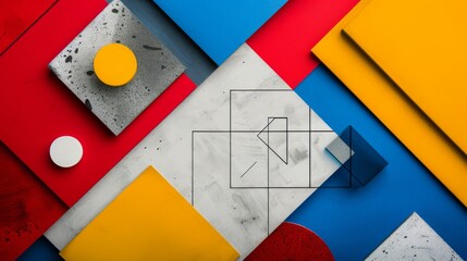 Abstract Geometric Shapes and Vivid Colors Composition