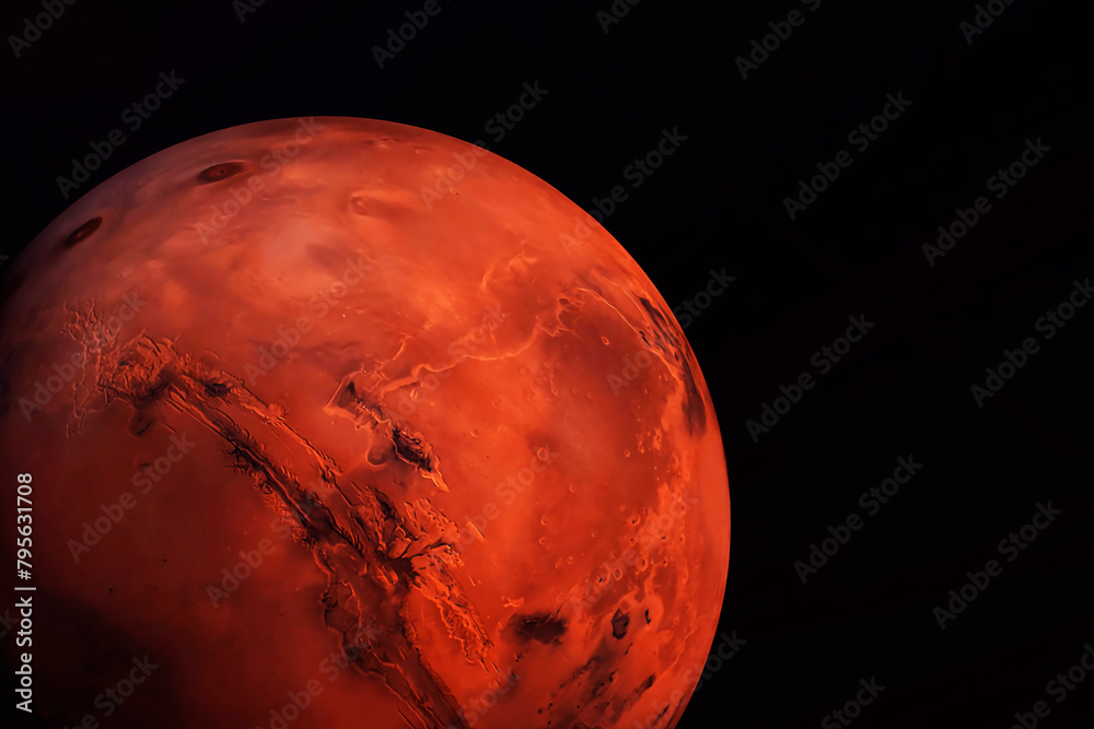 Sticker planet mars on a dark background. elements of this image furnished by nasa