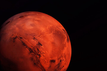 Planet Mars on a dark background. Elements of this image furnished by NASA