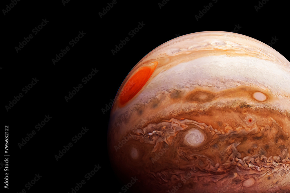 Poster planet jupiter on a dark background. elements of this image furnished by nasa