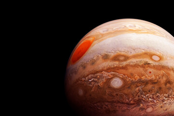 Planet Jupiter on a dark background. Elements of this image furnished by NASA