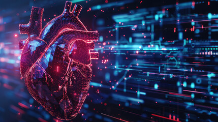 digital human heart. Artificial intelligence concept. virtual reality