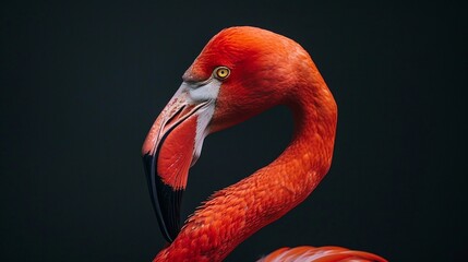 The Majestic Flamingo: A Portrait in Vibrant Hues. Generative AI - obrazy, fototapety, plakaty