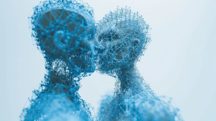 digital human couple. Artificial intelligence concept. virtual reality