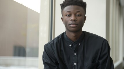 Confident Young African American Man in Casual Attire