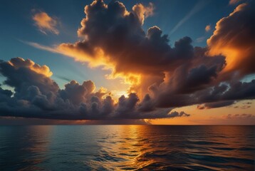 sunset sea landscape with beautiful sky