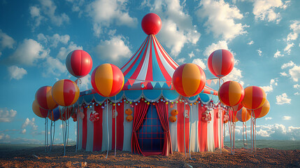 Circus tent with balloons