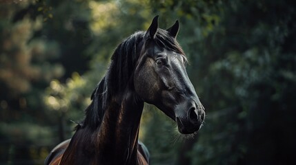 Fototapeta premium The Noble Horse in Nature’s Embrace. Generative AI