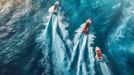 A Beautiful scenery of Speed boats 