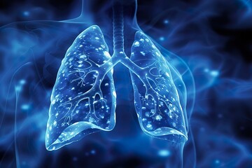 Healthy Lung month is observed every year in October, to educate the public about the importance of protecting their lungs against general neglect, bronchitis, mold, air pollution, and smoking - obrazy, fototapety, plakaty