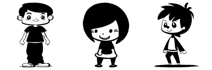 Black and white cartoon . Pattern for  T-shirt, covers. Generated by Ai