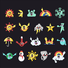 Weather face character retro collection