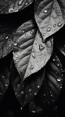Photography of dries leaves aumtumn black monochrome plant.