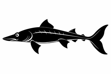 American Paddlefish vector, silhouette black color on white background