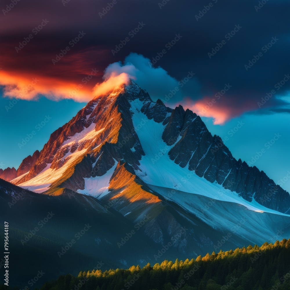 Canvas Prints beautiful sunset in the mountains