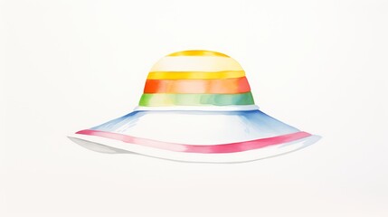 Fototapeta premium Vibrant and playful watercolor representation of a large hat with a zipper, rendered with lively colors and set against a white background, water color, drawing style, isolated clear background
